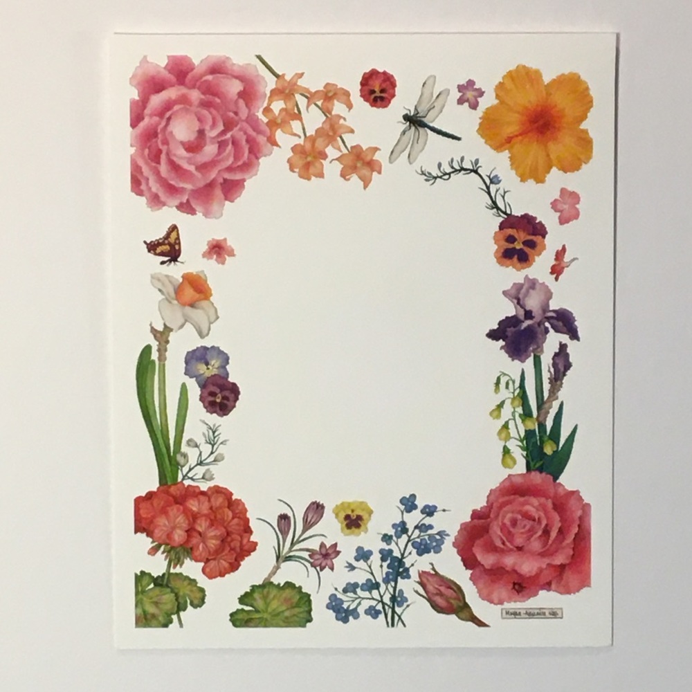 FLOWERED NOTE CARD Giclee print on premium paper